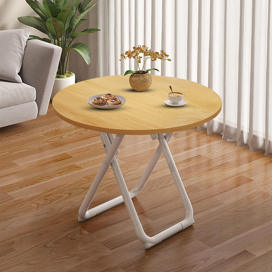 SOGA 2X 80cm Wood Color Round Table with White Legs Modern Design for Home Decor, , , , , ,  - AU DEPOT 3