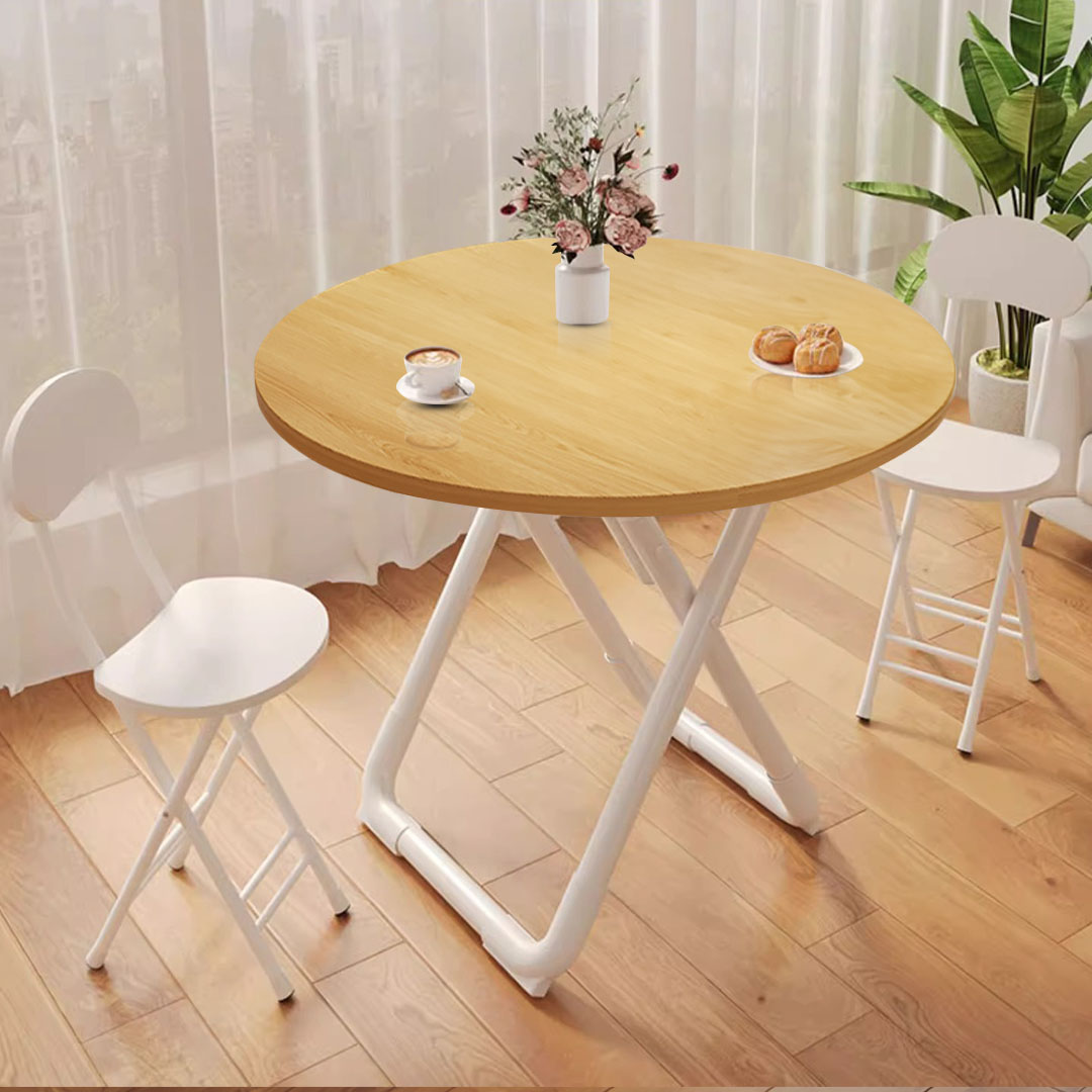 SOGA 2X 80cm Wood Color Round Table with White Legs Modern Design for Home Decor, , , , , ,  - AU DEPOT 4