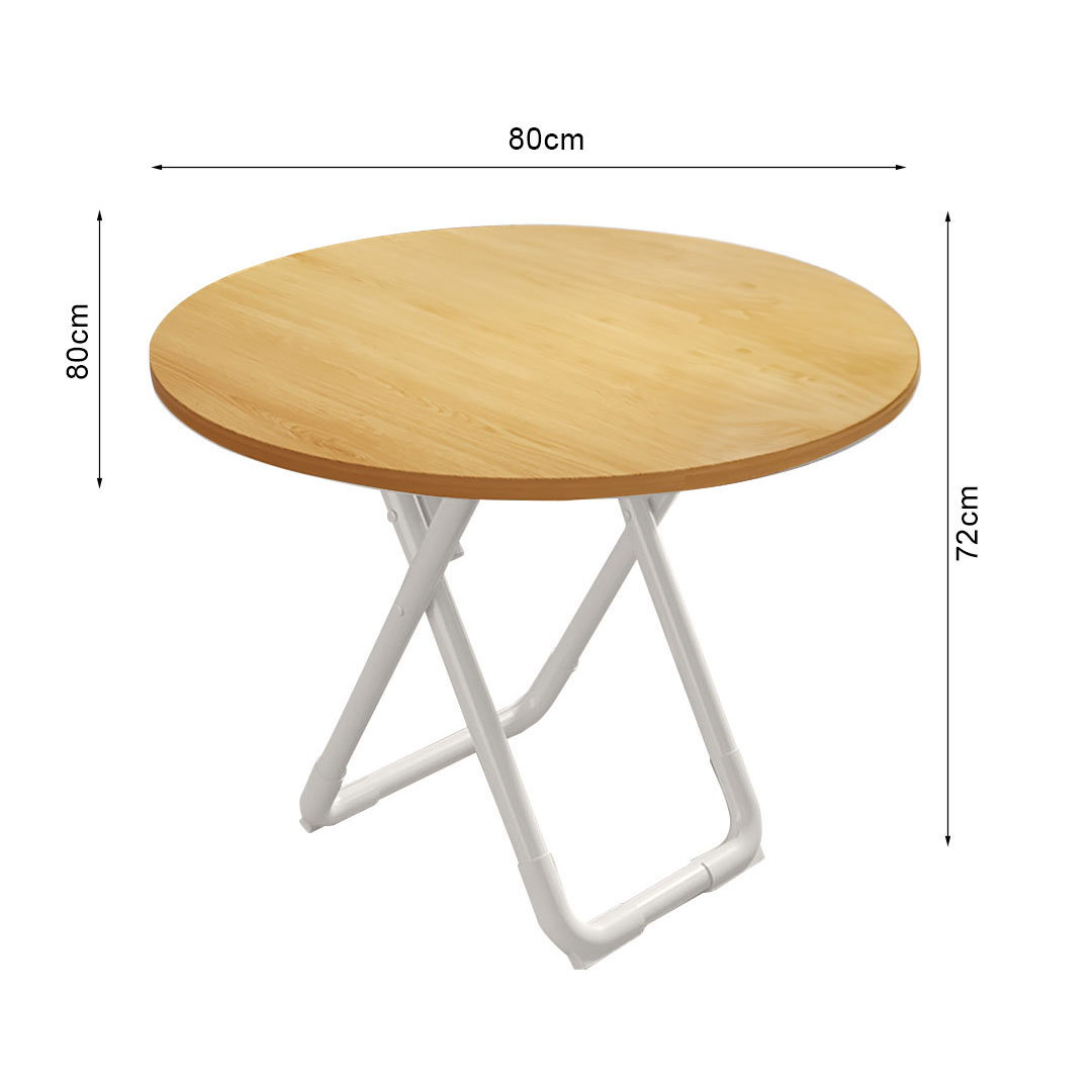 SOGA 2X 80cm Wood Color Round Table with White Legs Modern Design for Home Decor, , , , , ,  - AU DEPOT 7