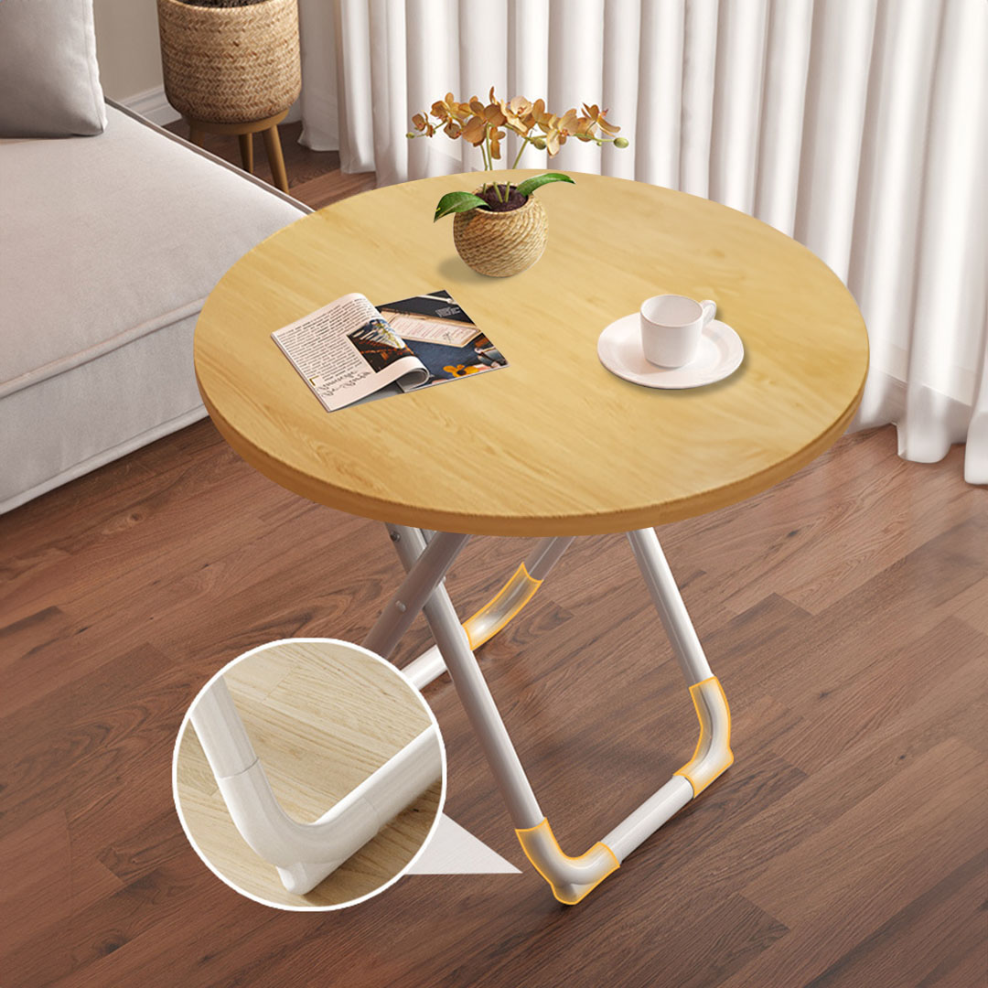 SOGA 2X 80cm Wood Color Round Table with White Legs Modern Design for Home Decor, , , , , ,  - AU DEPOT 8