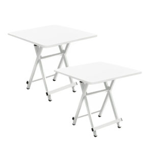 SOGA 2X White Dining Table Portable Square Surface Space Saving Folding Desk with Lacquered Legs Home Decor TableSQ731X2 AU DEPOT - AU DEPOT