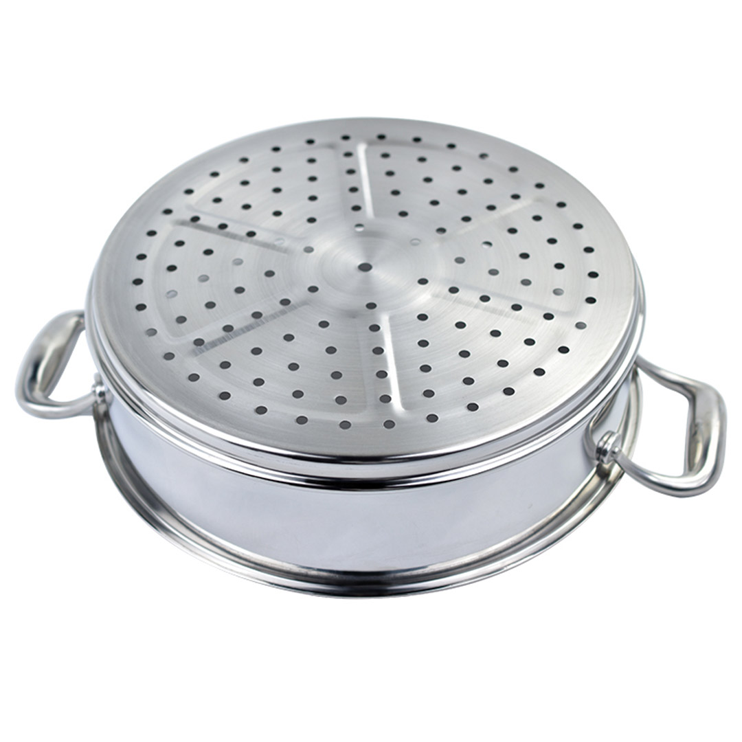 SOGA 3 Tier 32cm Heavy Duty Stainless Steel Food Steamer Vegetable Pot Stackable Pan Insert with Glass Lid, , , , , ,  - AU DEPOT 4