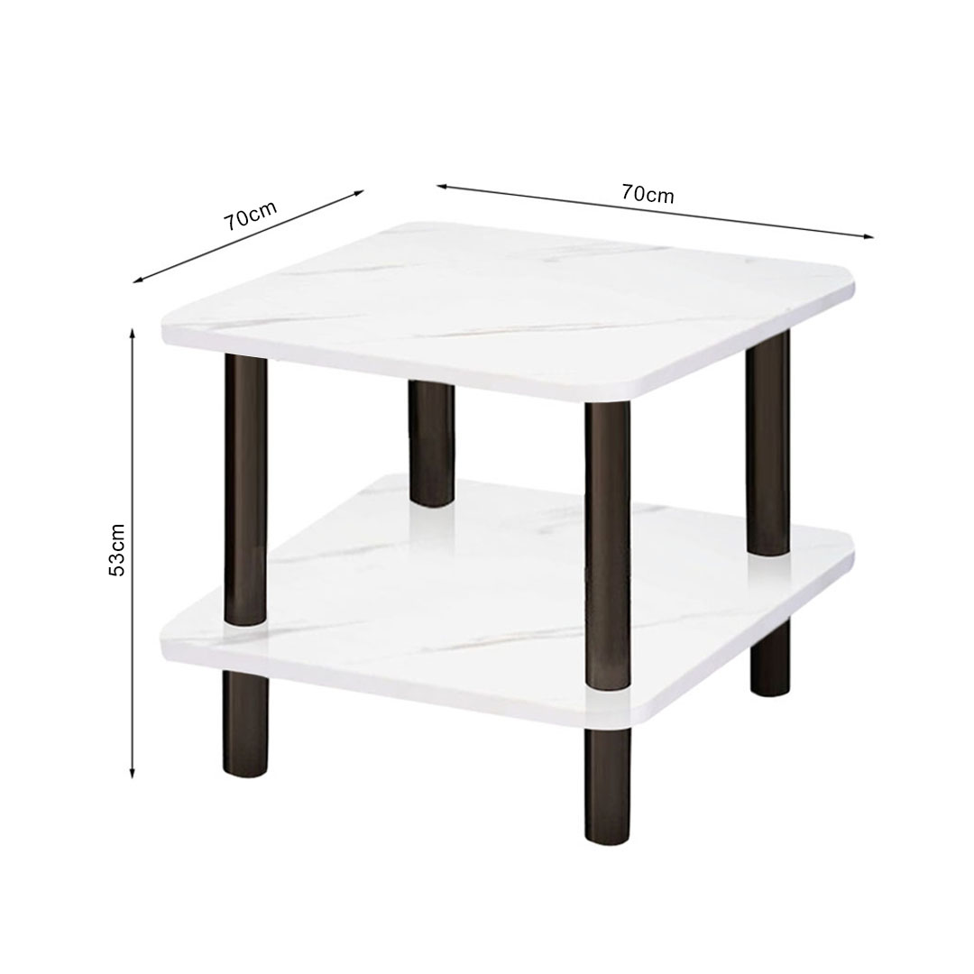 SOGA 70cm White Ceramic Table Stone Pattern Modern Design with Black Metal Legs, , , , , ,  - AU DEPOT 6