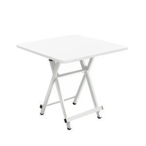 SOGA White Dining Table Portable Square Surface Space Saving Folding Desk with Lacquered Legs Home Decor, , , , , ,  - AU DEPOT 1