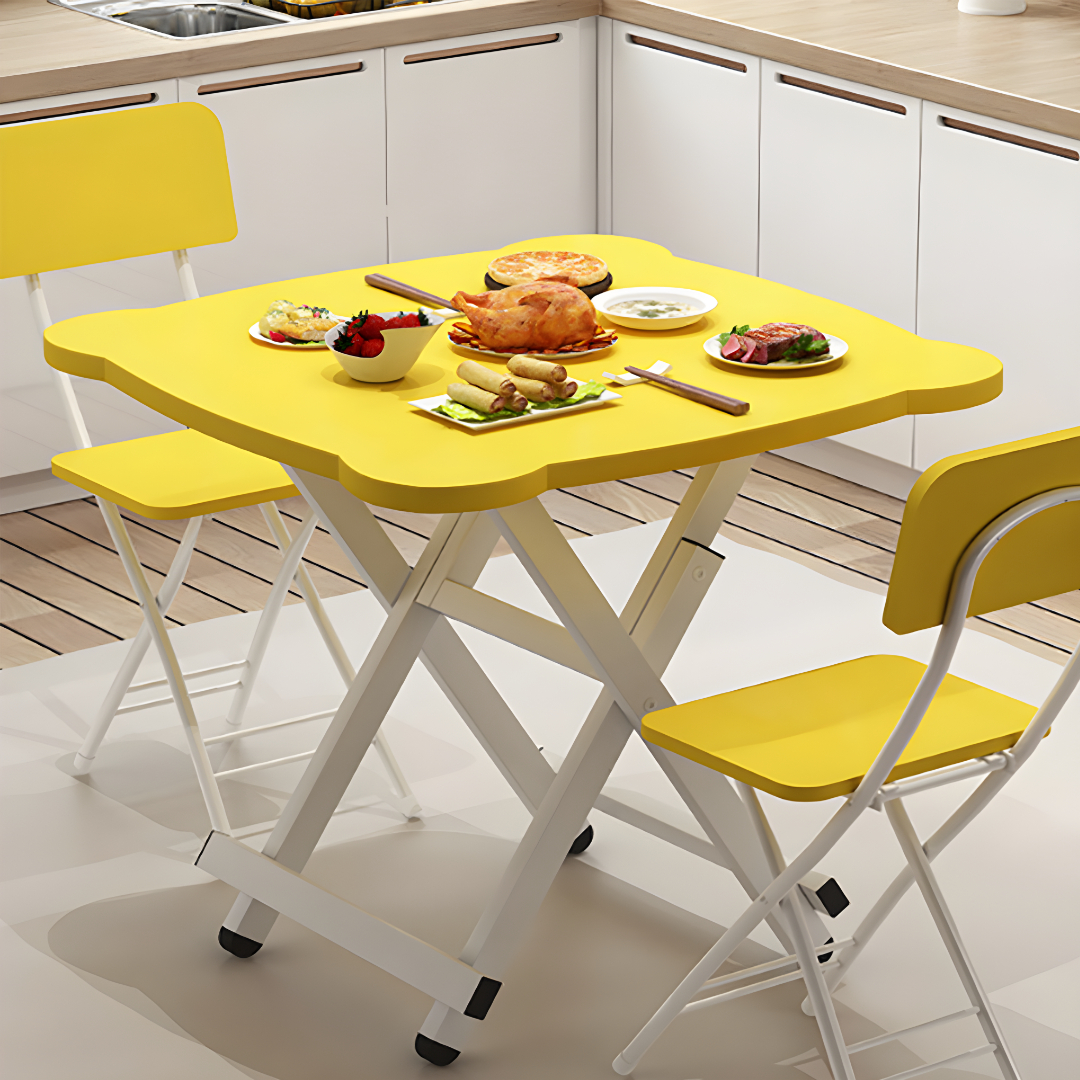 SOGA Yellow Minimalist Cat Ear Folding Table Indoor Outdoor Portable Stall Desk Home Decor, , , , , ,  - AU DEPOT 2