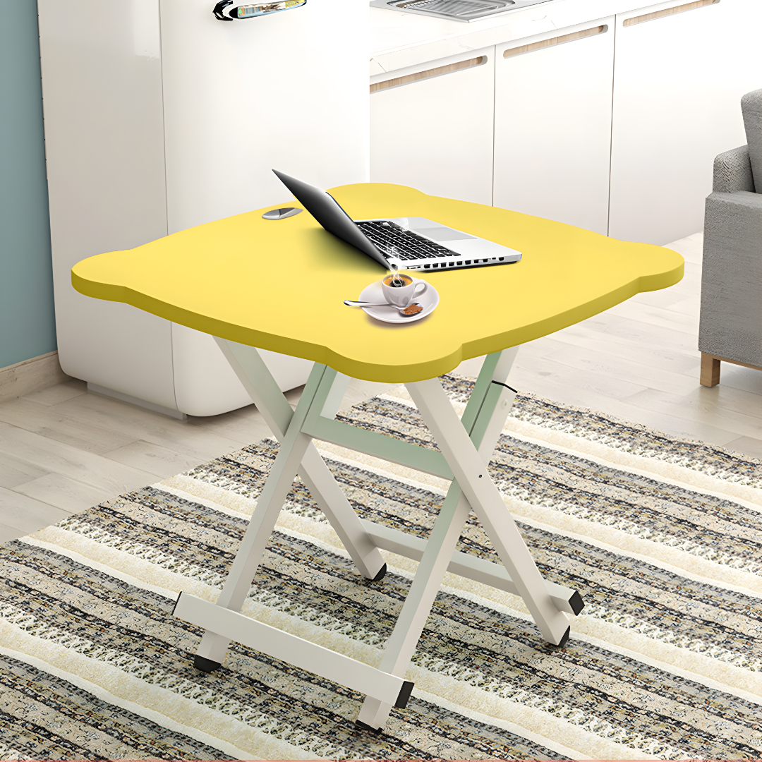 SOGA Yellow Minimalist Cat Ear Folding Table Indoor Outdoor Portable Stall Desk Home Decor, , , , , ,  - AU DEPOT 3